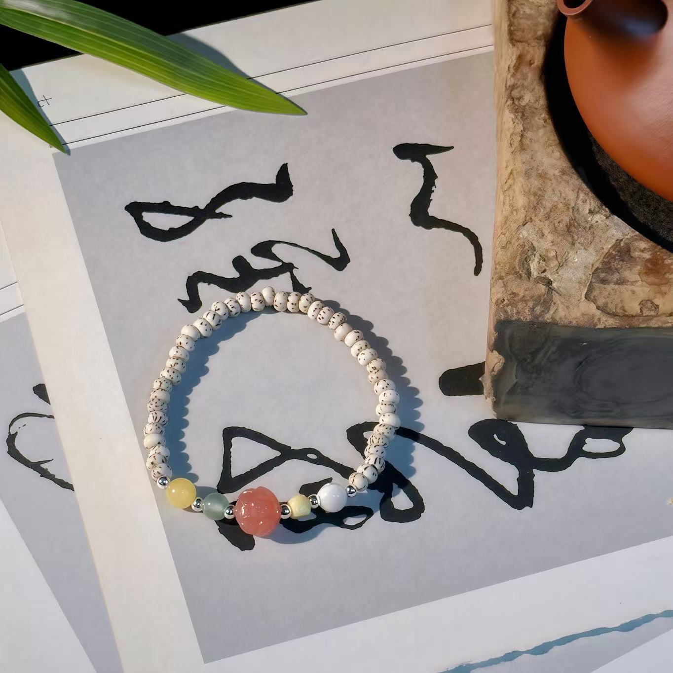 文创手作迷你星月菩提搭配彩宝莲花好事连连小巧可爱