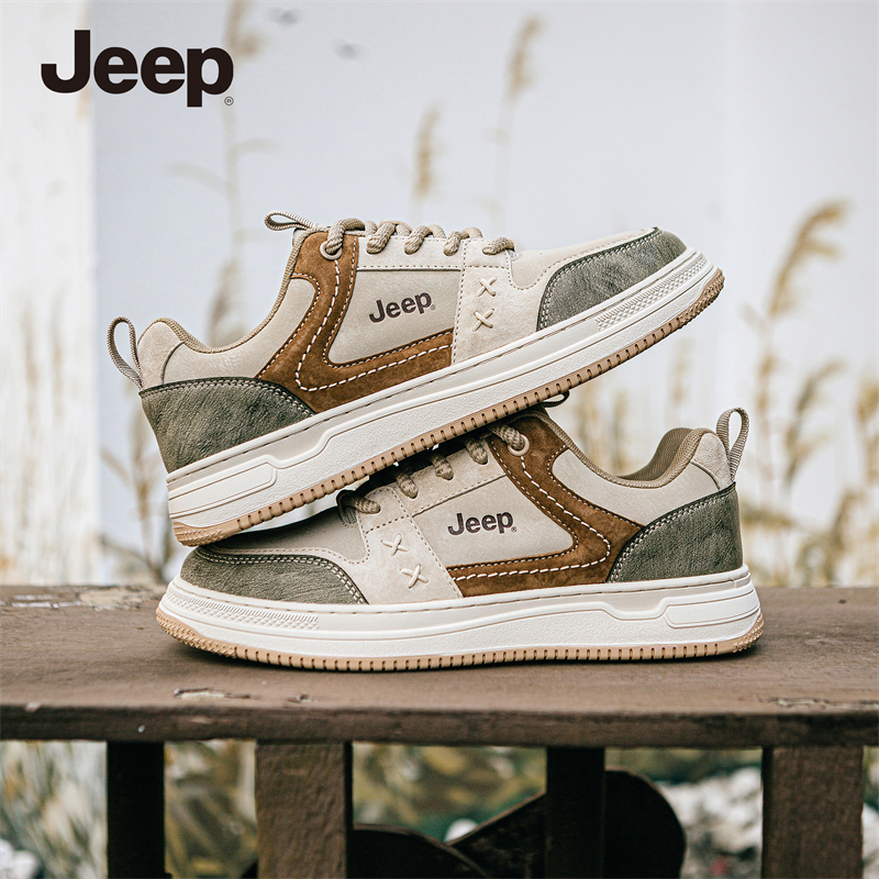 Jeep秋季新款男透气板鞋春季休闲运动潮流百搭鞋子男款