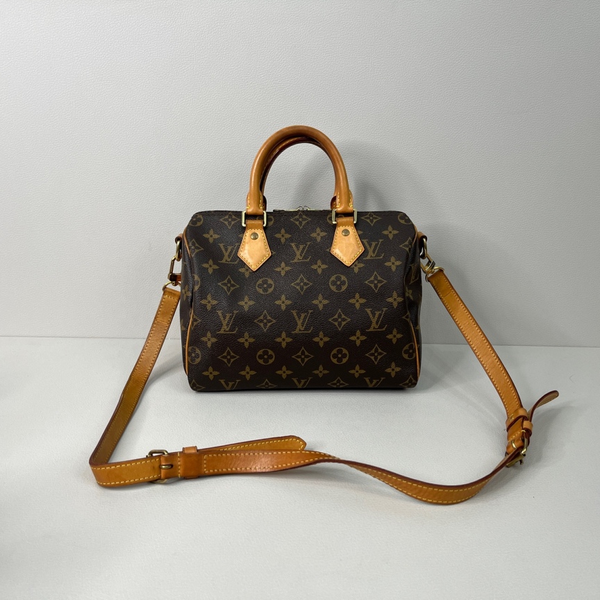 95新 LouisVuitton/路易威登 Speedy25 老花枕头包 肩带款5883