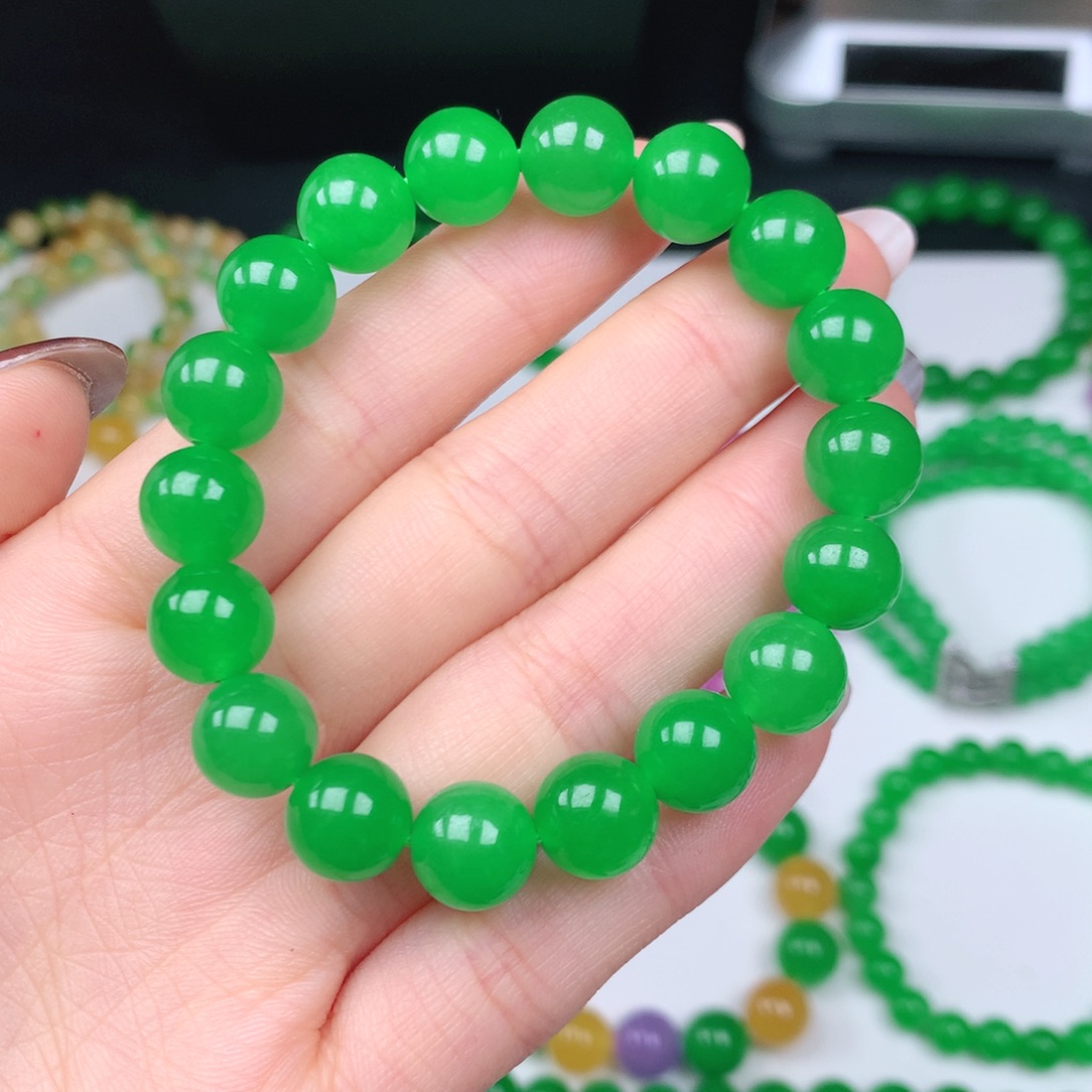 流***包一物一拍，卡10阳绿色手串