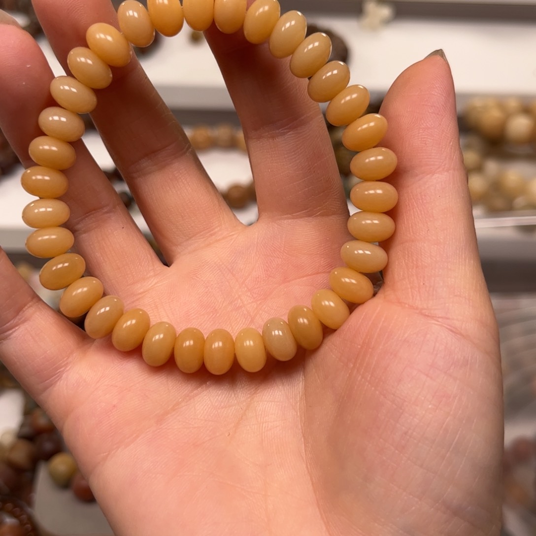 白玉菩提吊坠原生态风化算盘手串