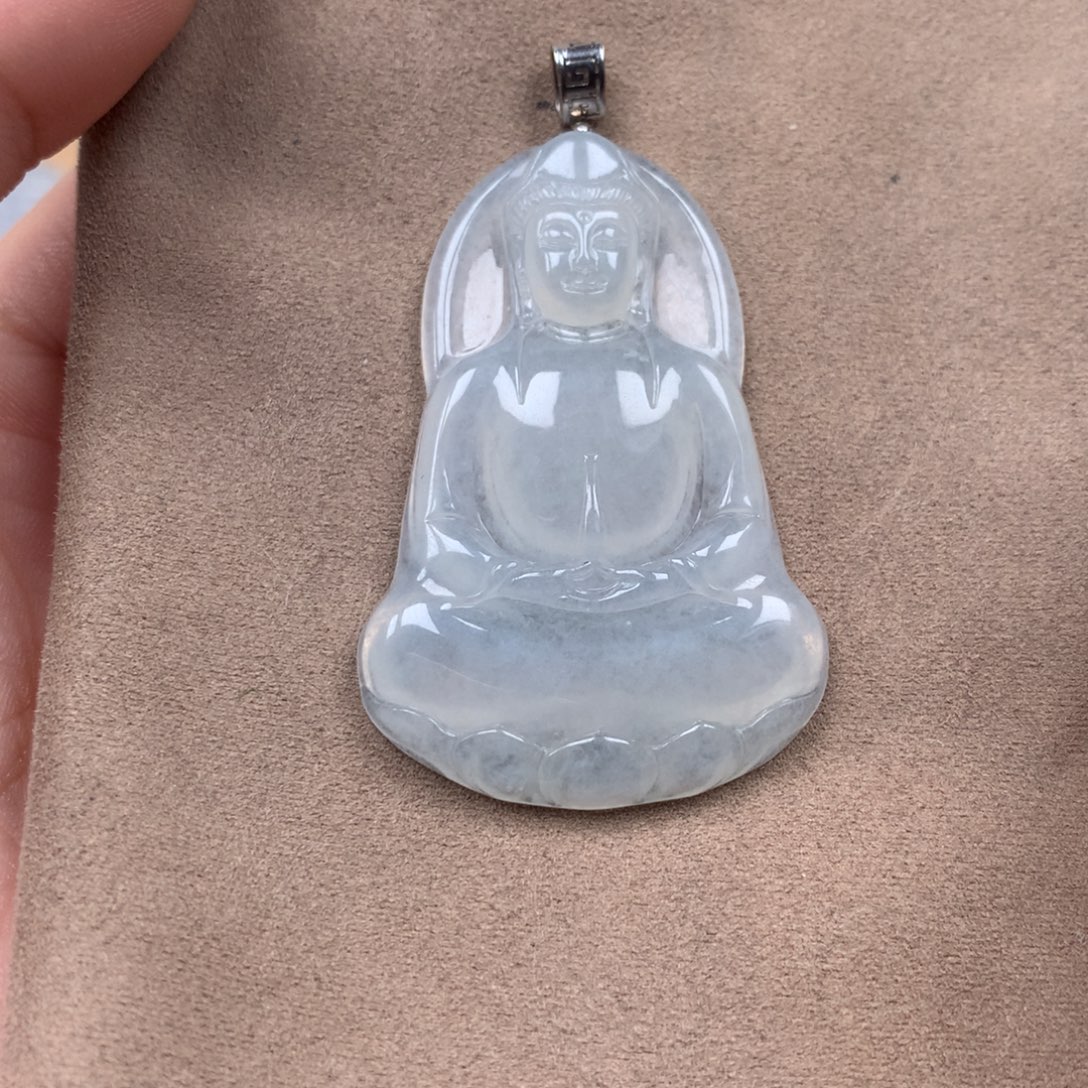翡翠18K金镶嵌颈饰缅甸翡翠A货