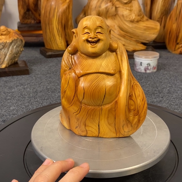 柏木（崖柏）崖柏弥勒佛摆件根雕工艺品