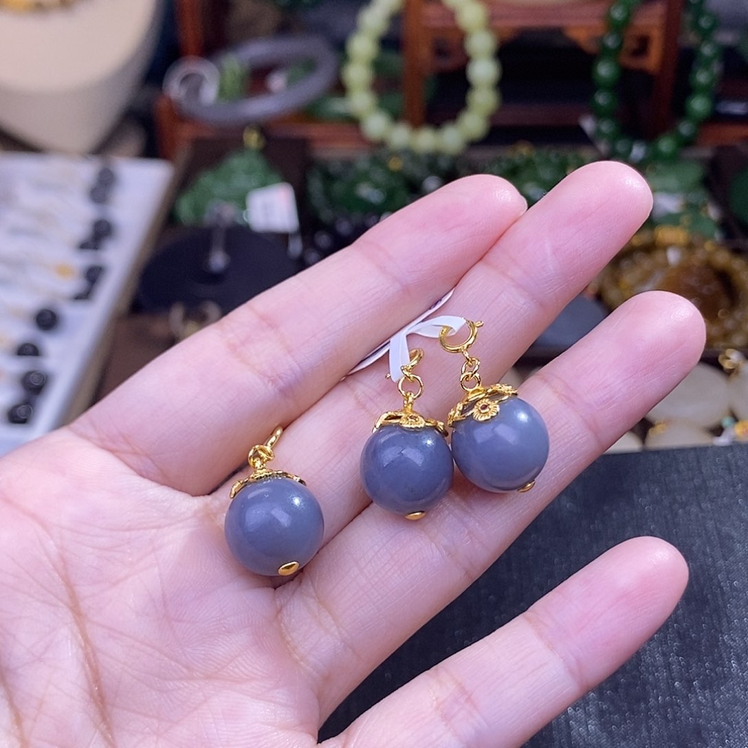 和田玉多样性发一 925.银烟紫圆珠未镶嵌