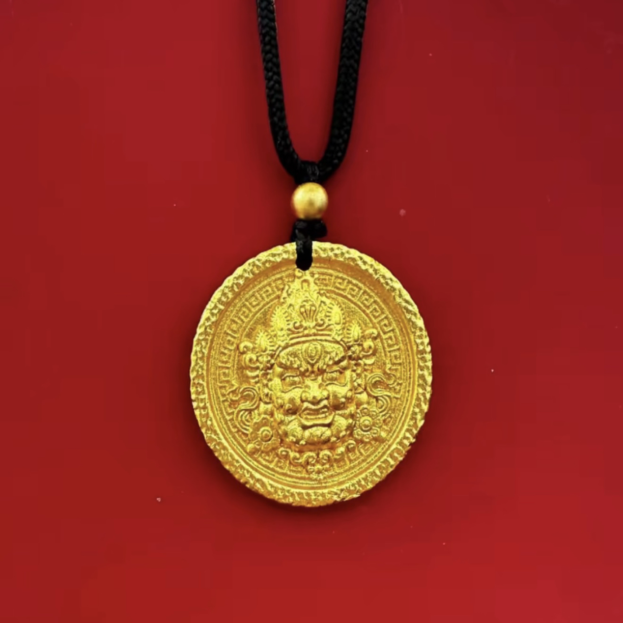合金吊坠 八宝黄财神手工时来运转重磅时尚金色精美实心项链