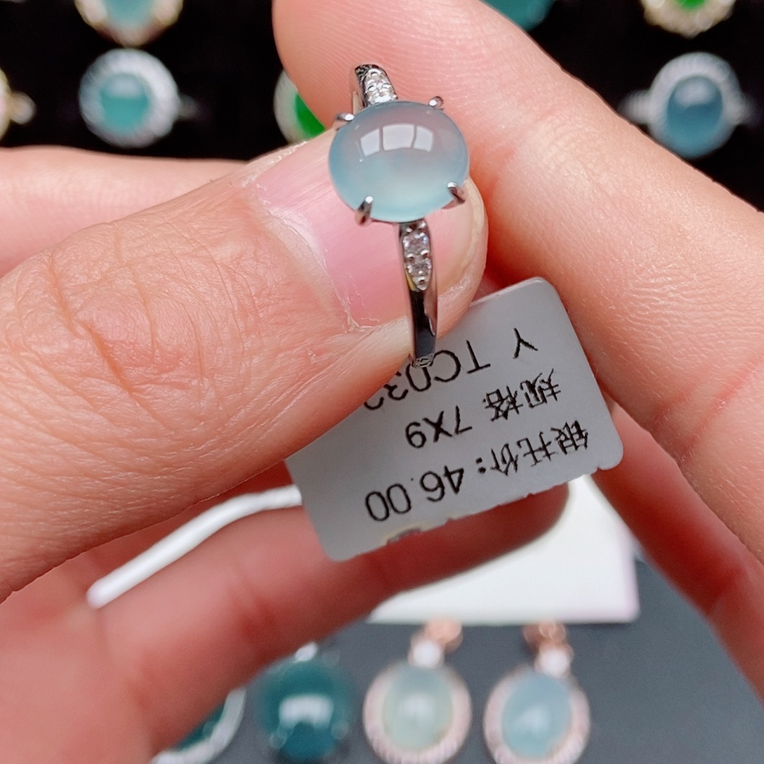 翡翠戒指银S925镶嵌0056545