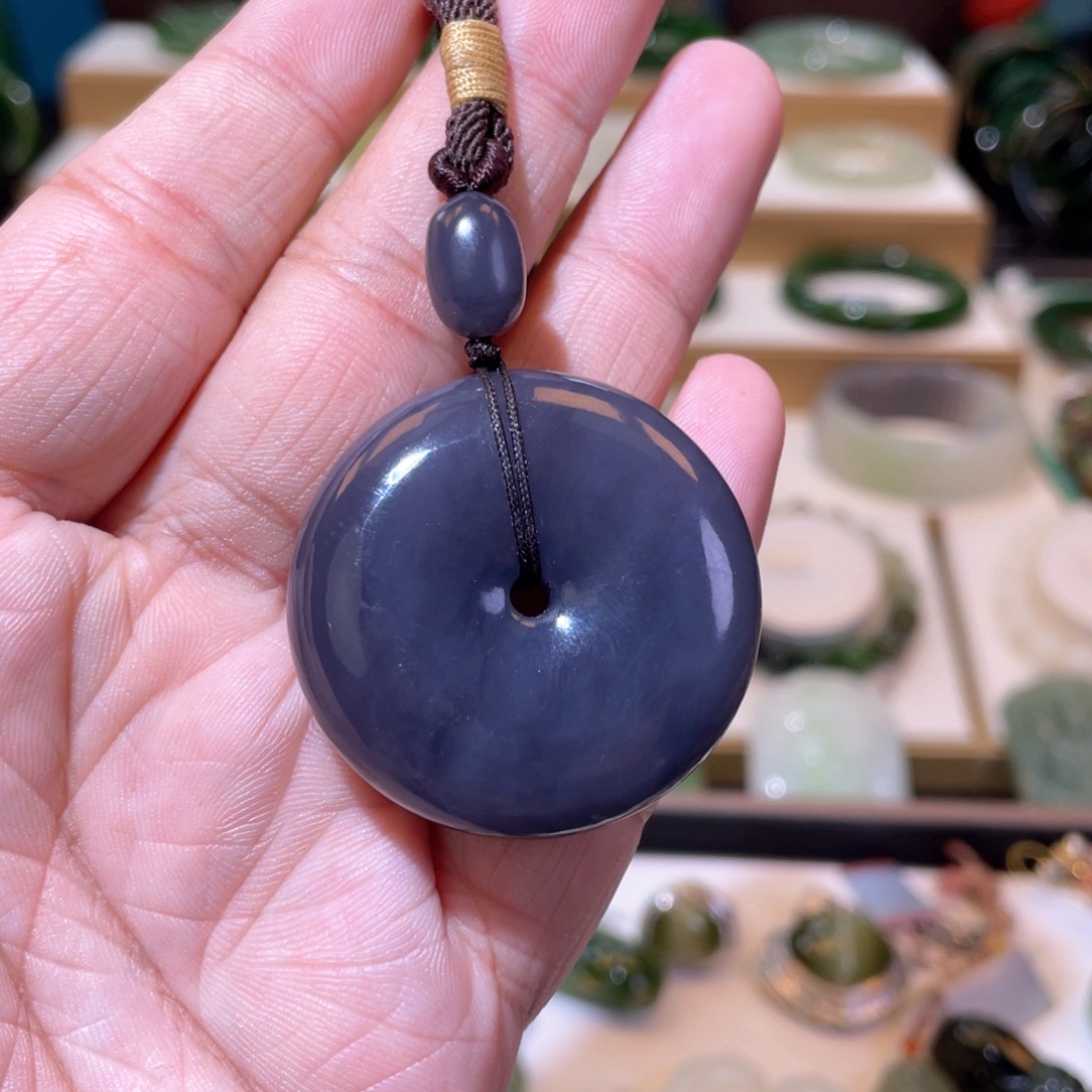 和田玉高品浓烟紫平安扣未镶嵌