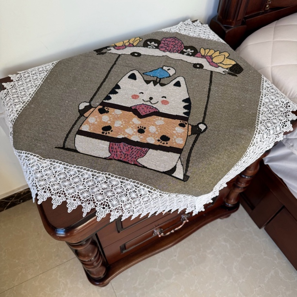 棉麻万能盖巾60*60   117多功能简约防滑加厚防尘欧式靠背巾桌布