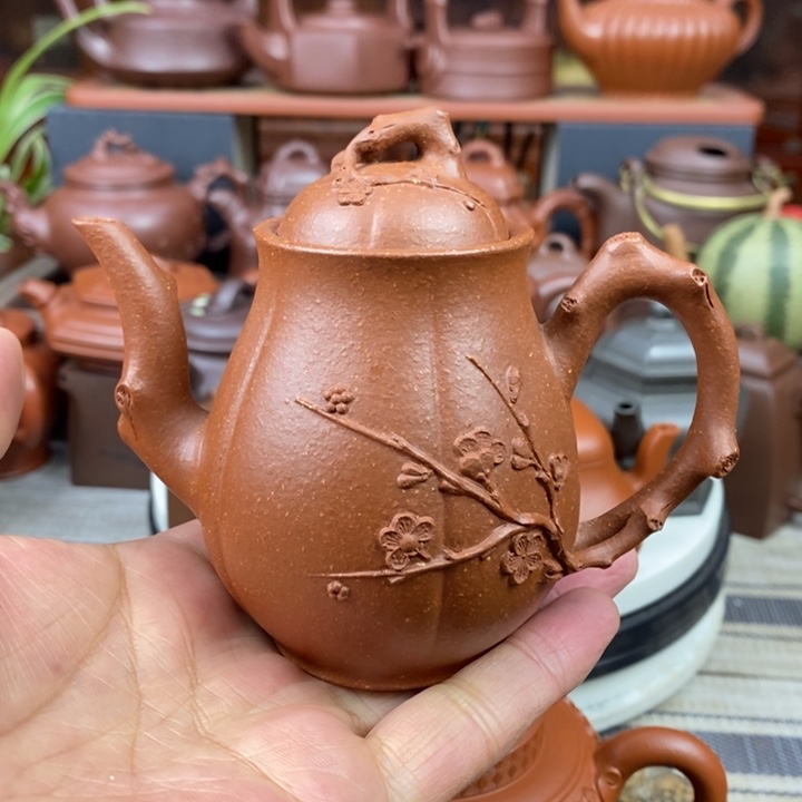 紫砂茶壶傲梅神韵180cc原矿宝山红降坡泥特价