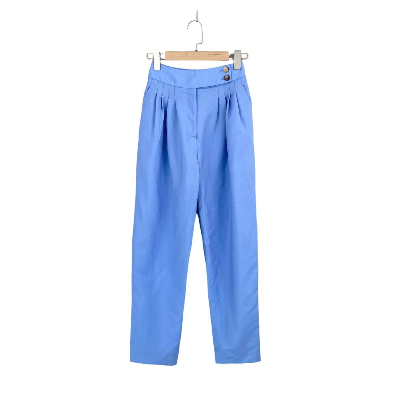 未使用 BURBERRY/博柏利  AA3301 马海毛 天蓝色高腰裤 34码