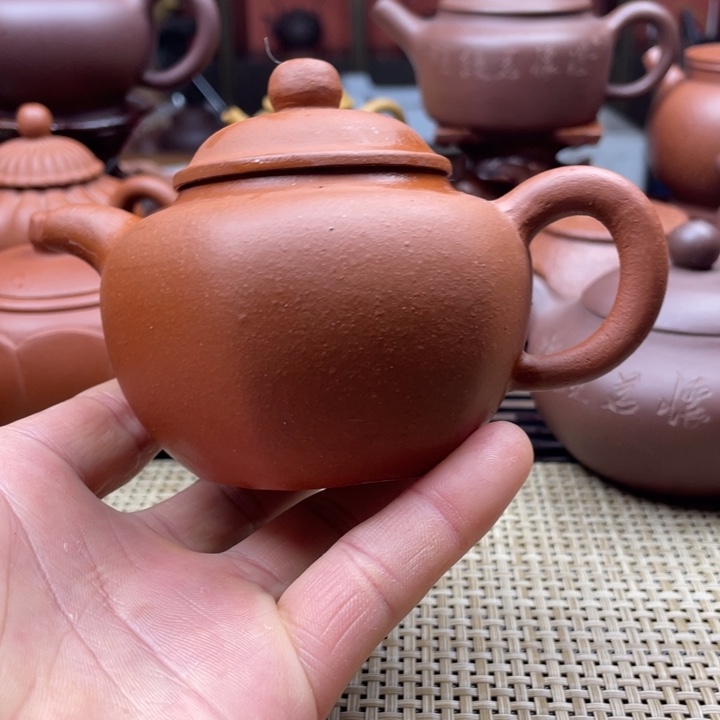 紫砂茶壶朱泥四方地手工制作壶