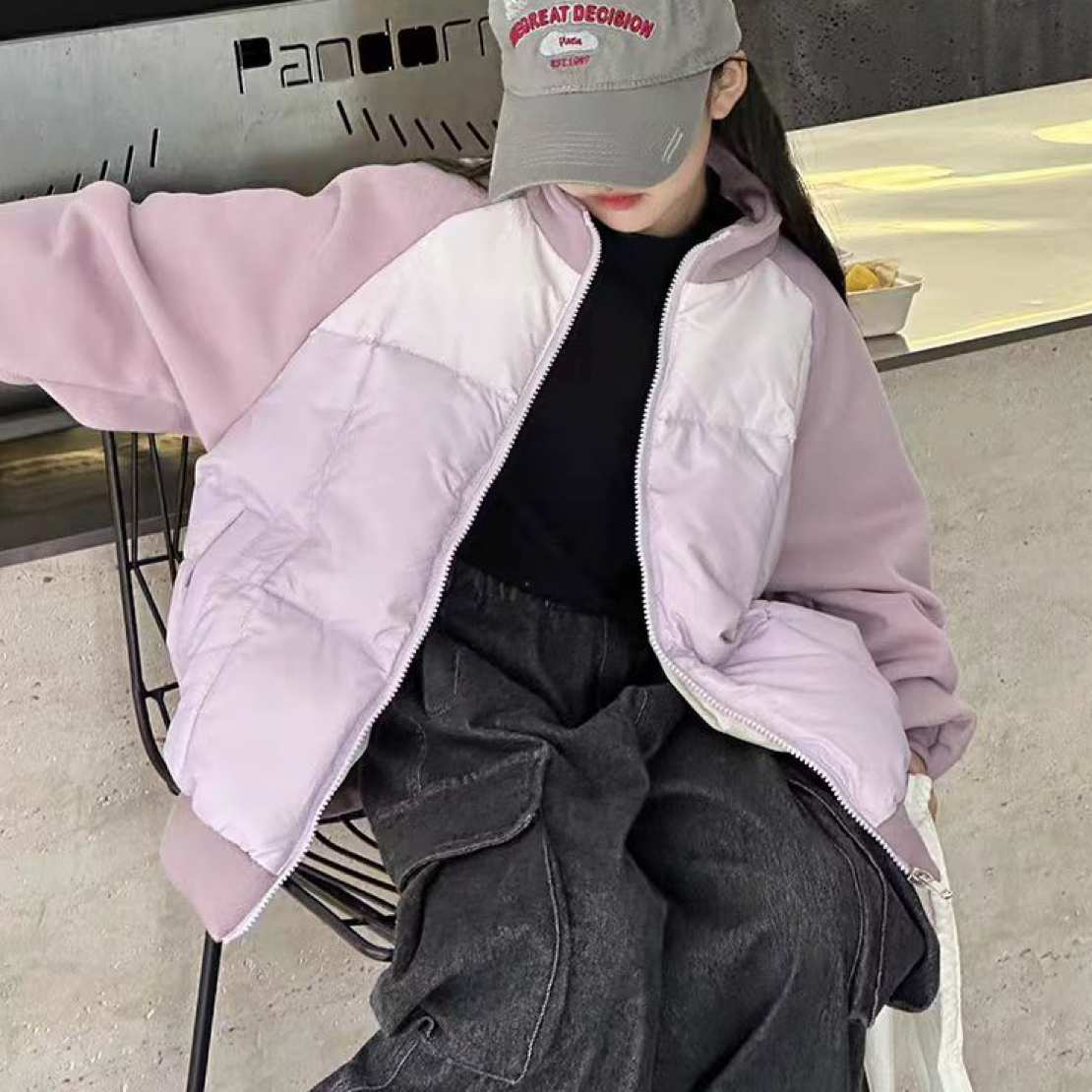 渐变宽松型保暖外套