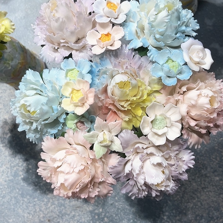 陶瓷花花摆件，花束