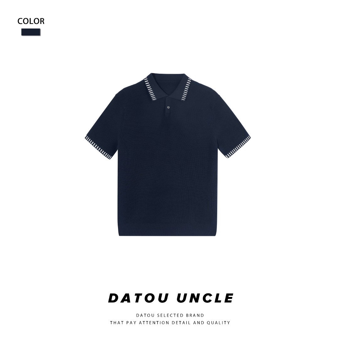 【大头叔叔】夏季纯棉亲肤提花设计V领休闲POLO男短袖DDT6906