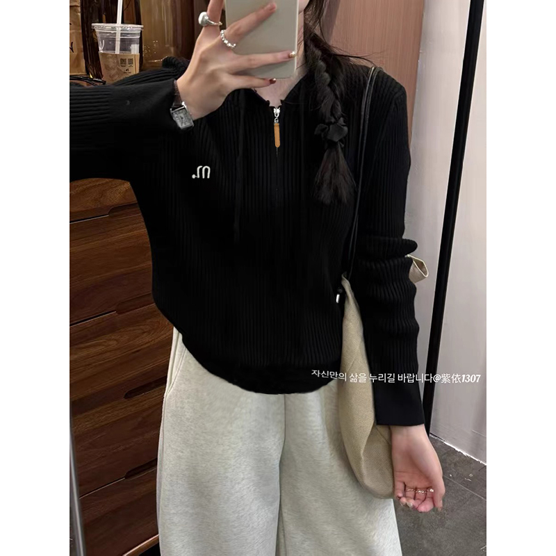 【燕麦色】连帽半拉链3701超柔软高品质连帽针织毛衣