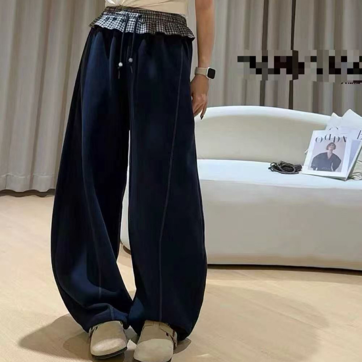 时尚百搭宽松一体绒加绒弯刀阔腿运动裤秋冬必备儿童