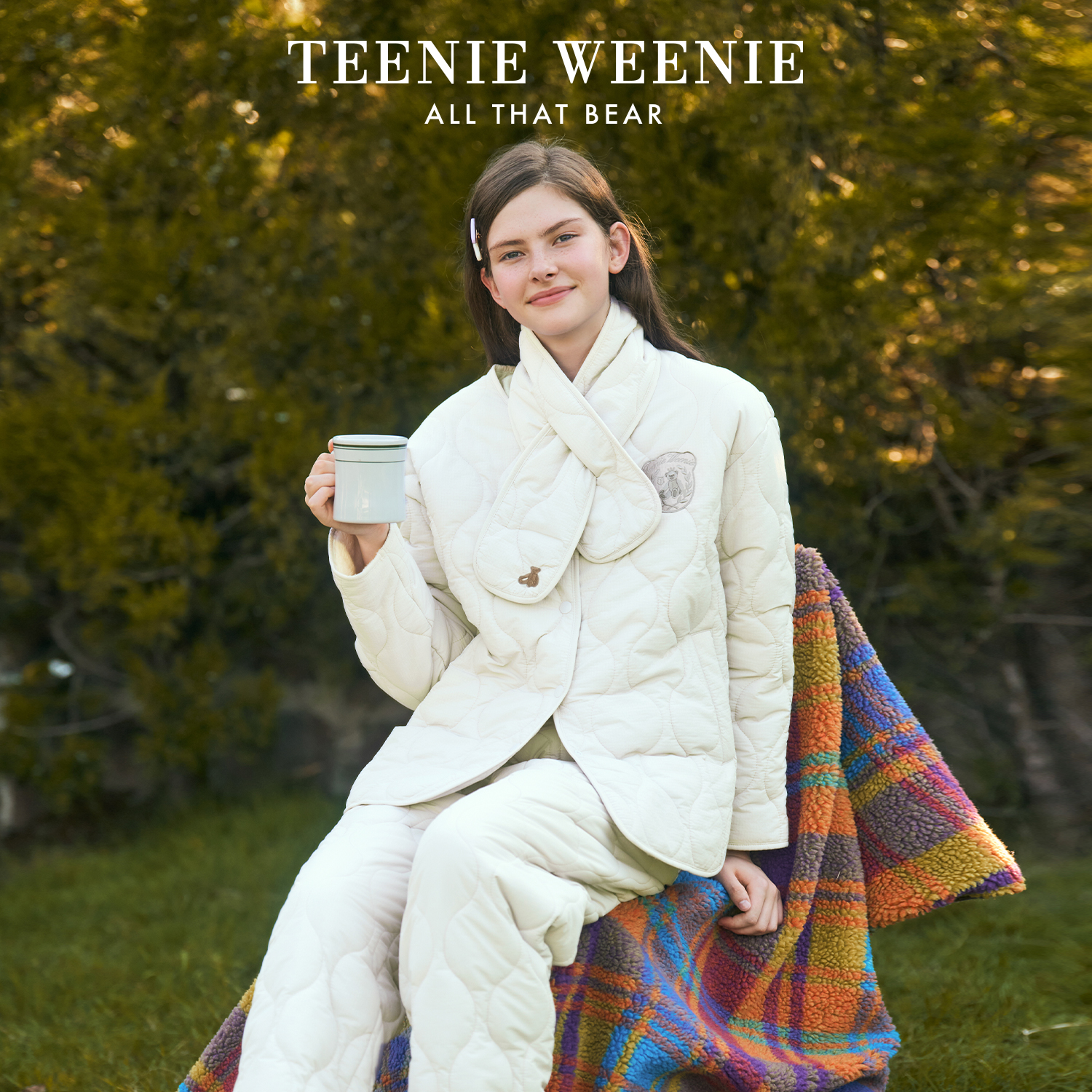 Teenie Weenie冬安入雪 秋冬新款夹棉加绒加厚保暖家居服睡衣套装
