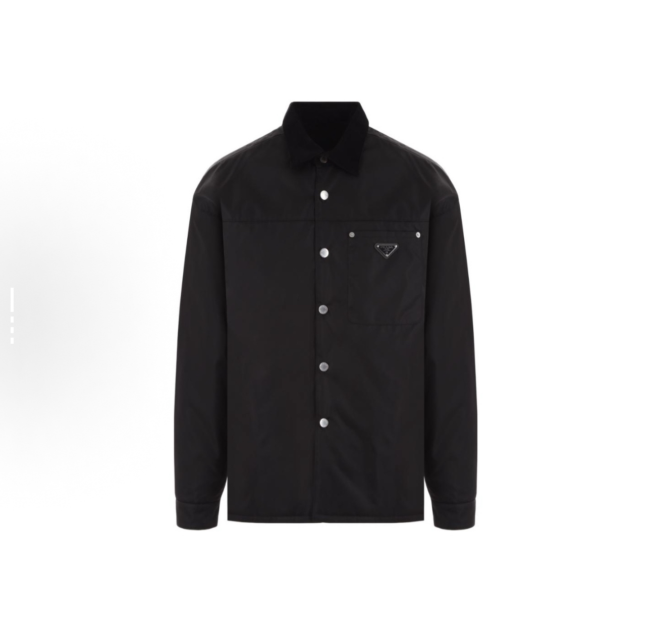 全新未使用 Prada/普拉达 黑色三角钢标尼龙长袖衬衫外套L码