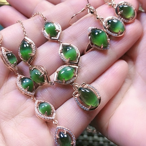 和田玉戒指银S925镶嵌