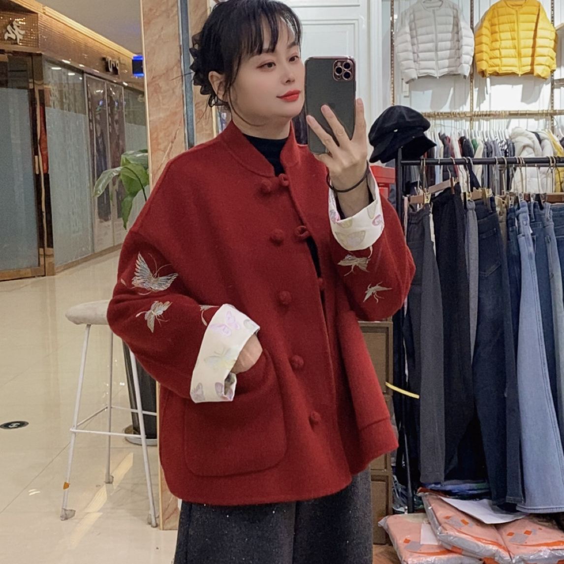 新中式国风短款大衣女外套（S胸围128衣长62M胸围138衣长63左右）