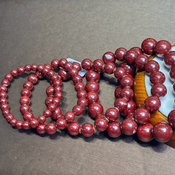 天然辰砂原矿朱砂男女手链，特级辰砂