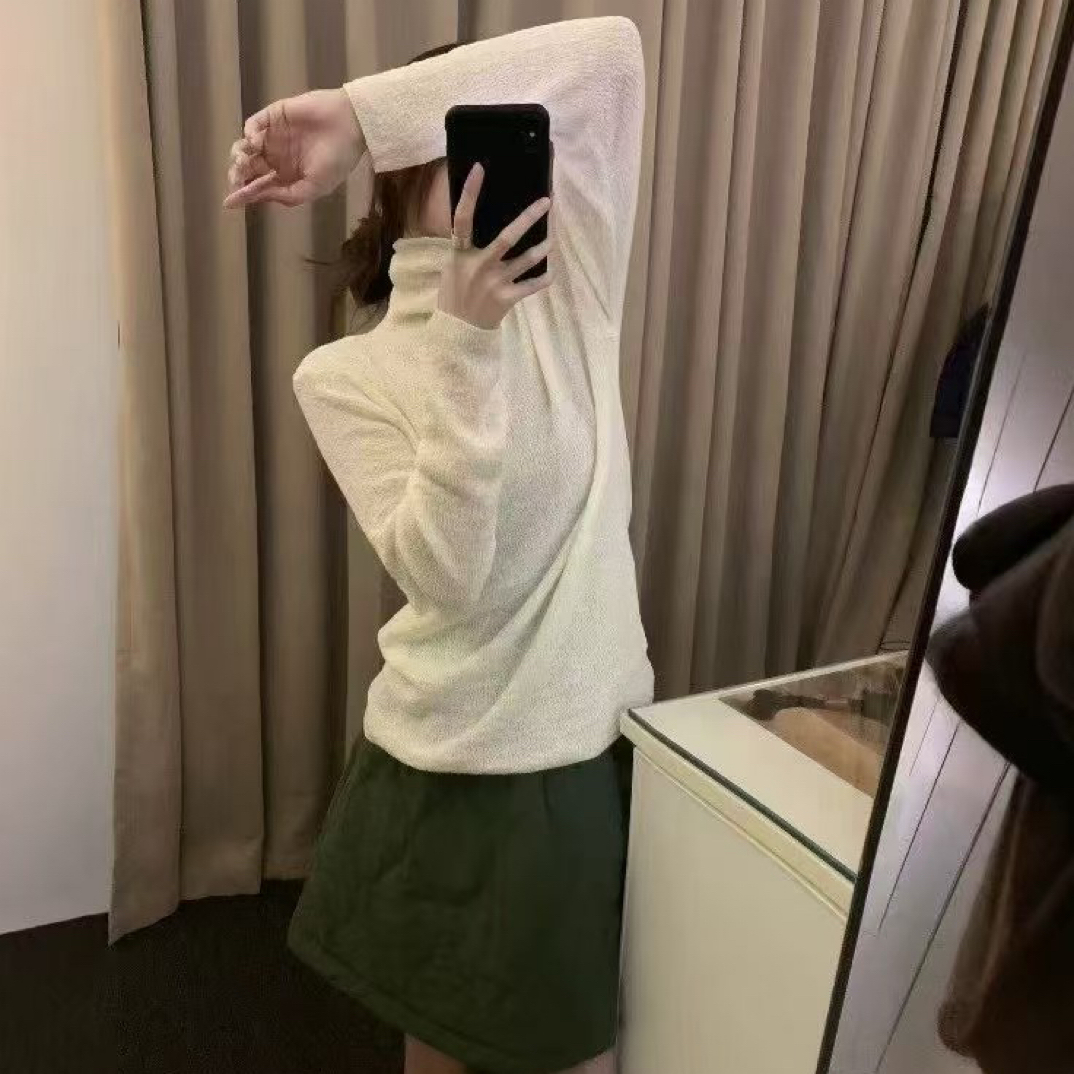 新款高领韩版修身显瘦长袖肌理感针织打底衫8801