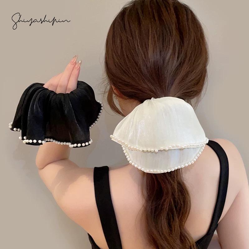 珍珠超大大肠发圈女气质扎头发丸子头皮筋复古发绳头绳高颜值发饰