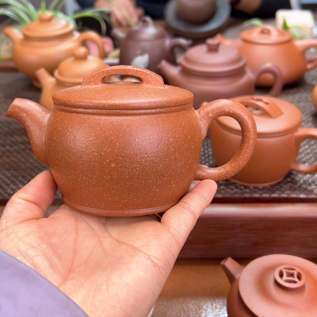 紫砂茶壶汉瓦230cc红降坡