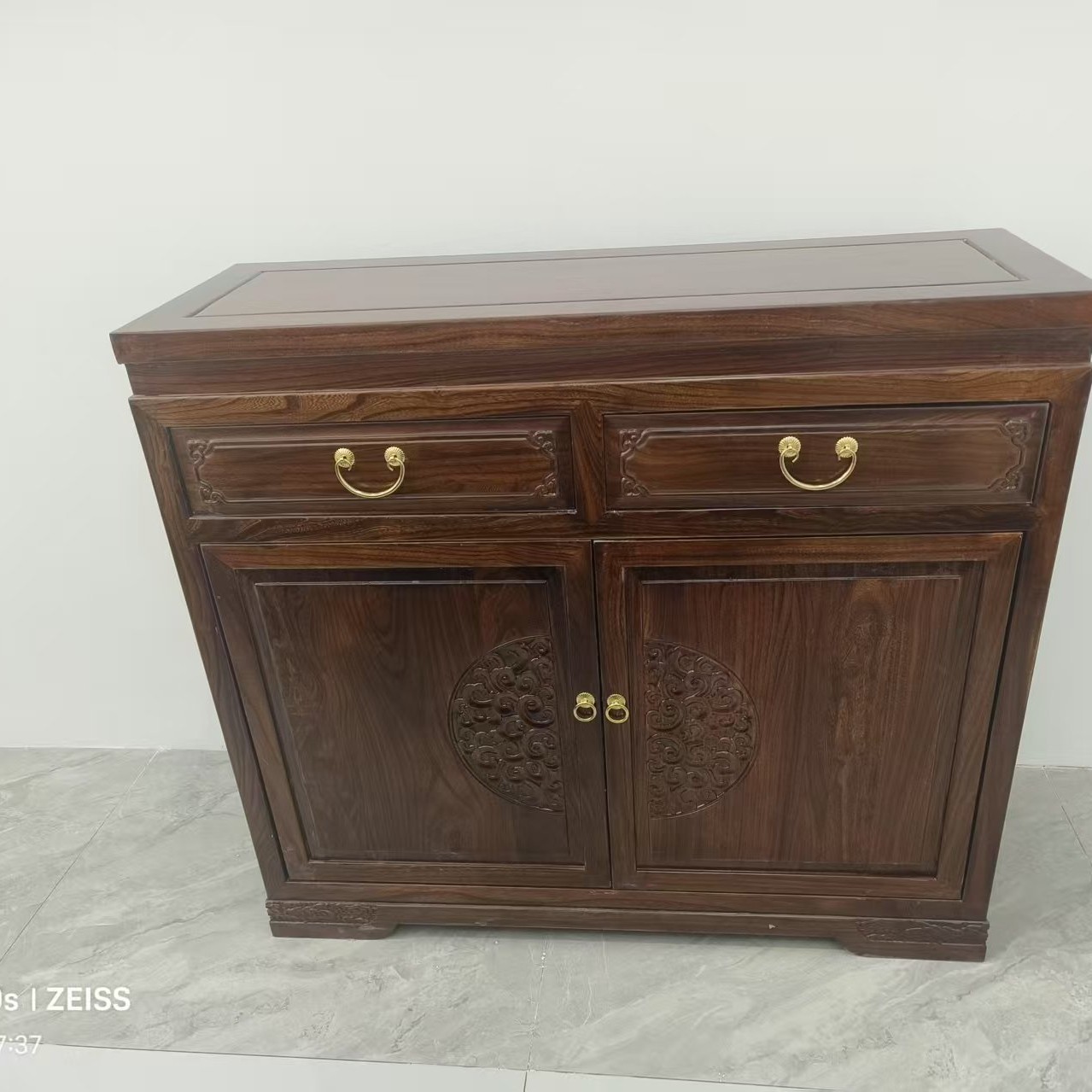 老榆木底座祥云二门二屉柜新中式