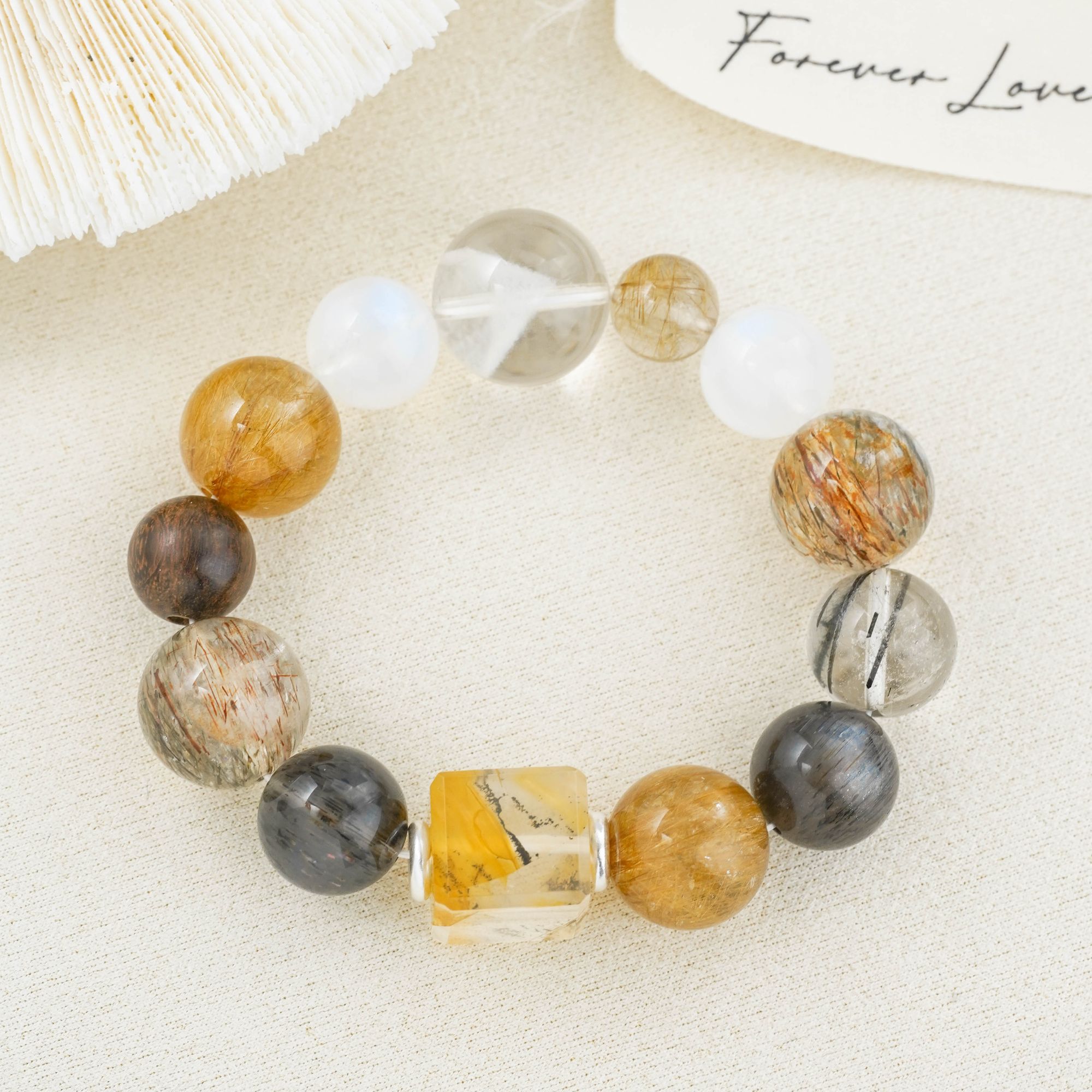 【洛神赋】金发晶 小树胶花 白幽灵原创手串证书礼盒多样性氛围感