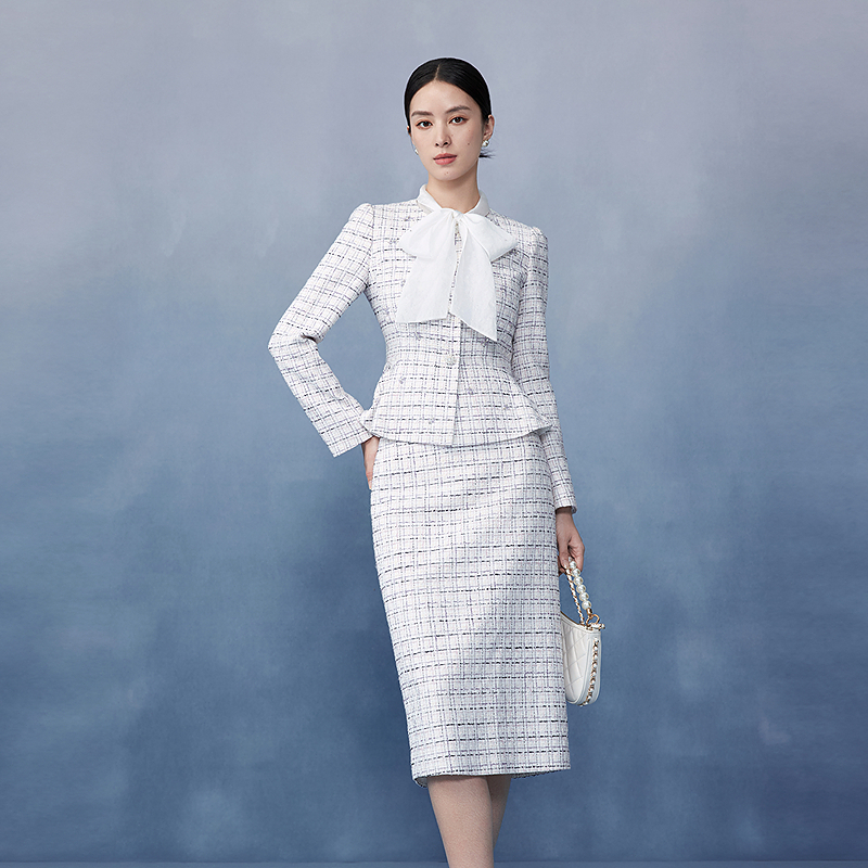 【羊羊专属}粗花呢小香风半身裙2025新款一步裙-MJGA02WSK725L21