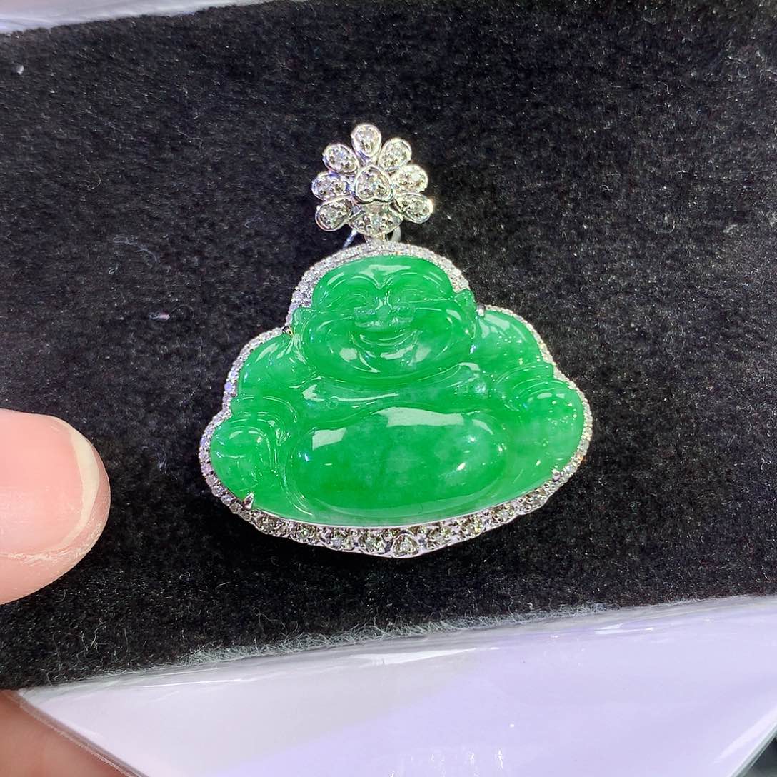 翡翠18K金镶嵌吊坠(赠链)