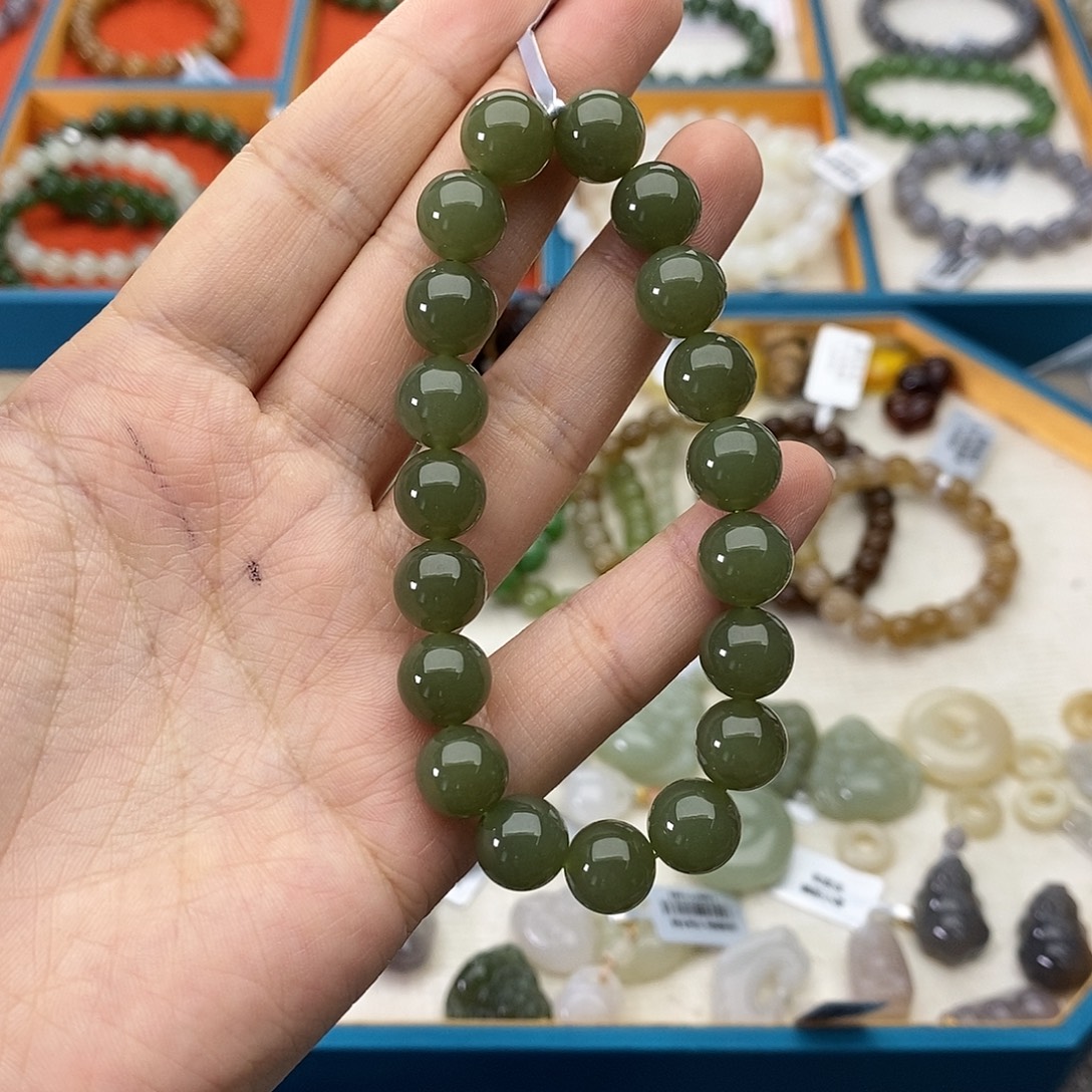 和田玉未镶嵌颈饰w15青黄口10mm