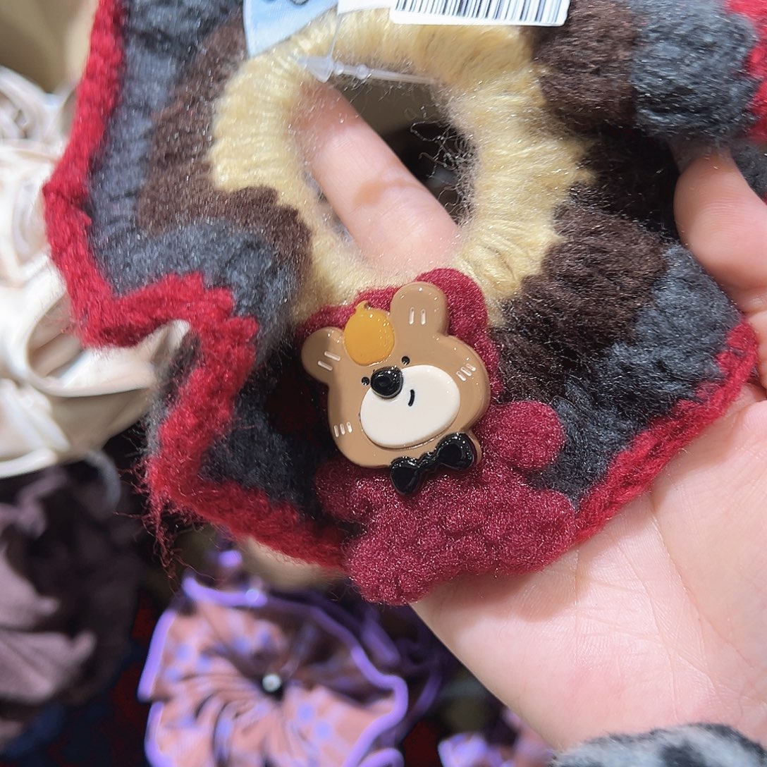 皮质铁合金小熊毛线发圈