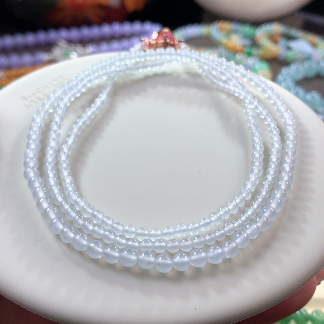 翡翠颈饰未镶嵌翡翠高冰白月光卡3+