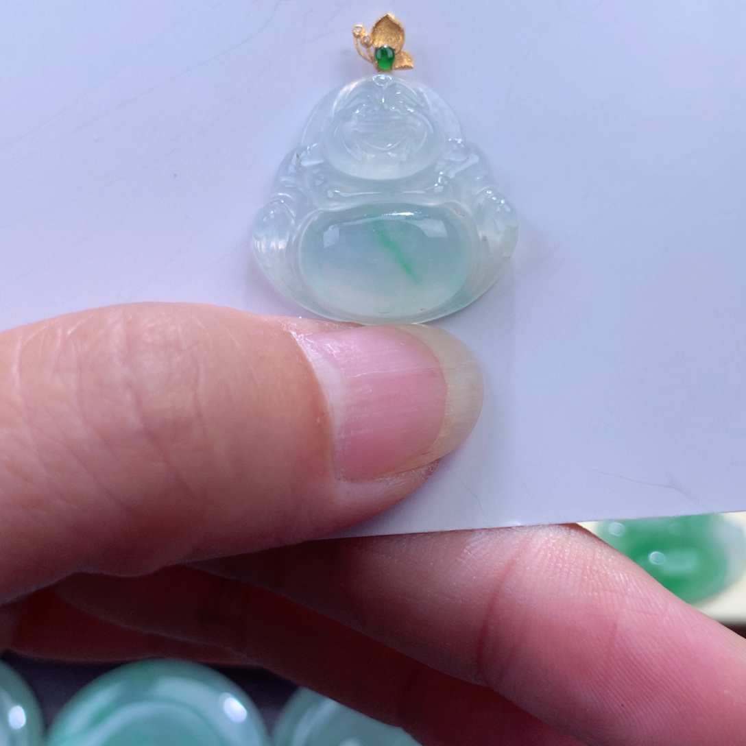 翡翠吊坠(不含链)18K金镶嵌