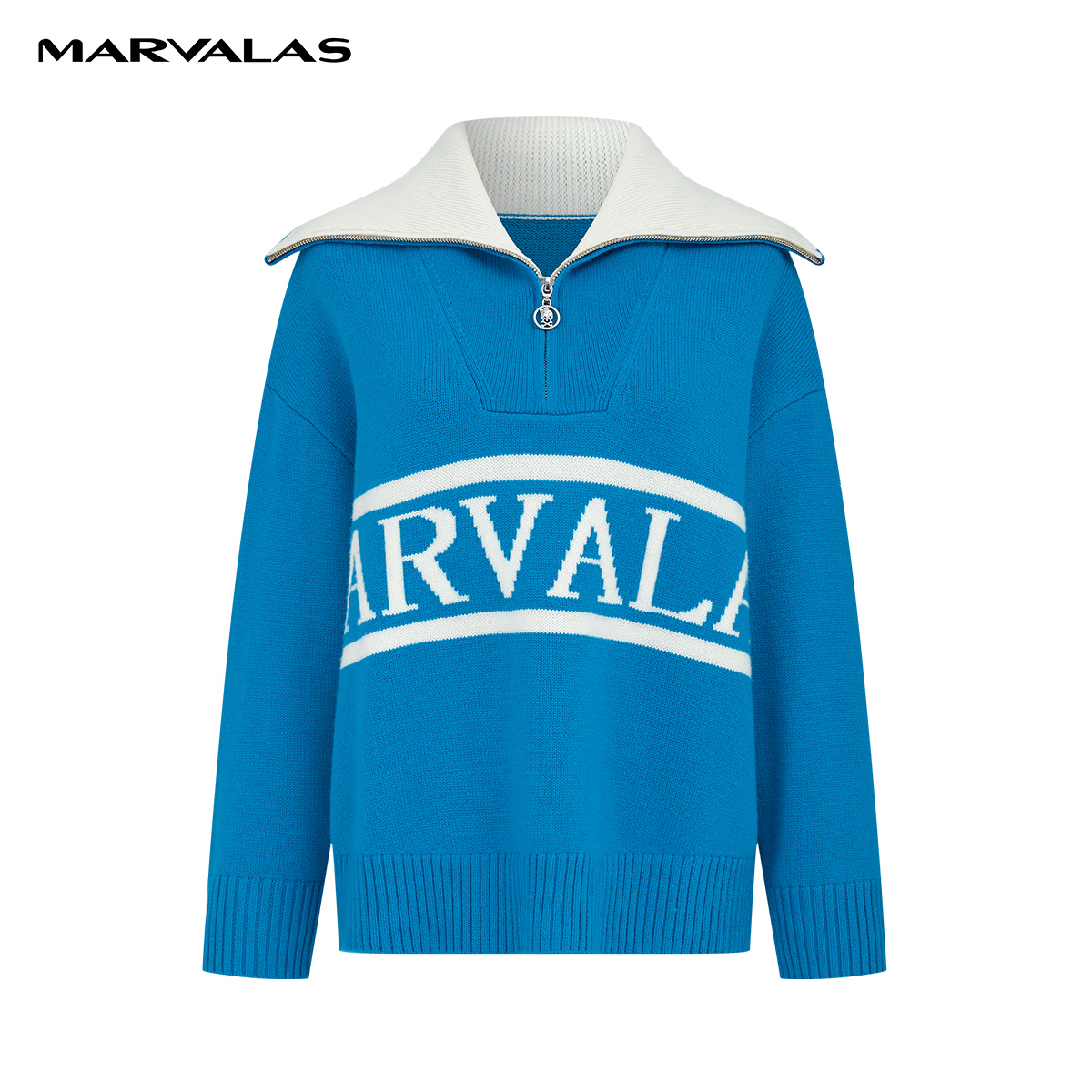 【诗语专属】M733306889曼德诗全羊毛翻领毛衣2023冬撞色针织套头衫