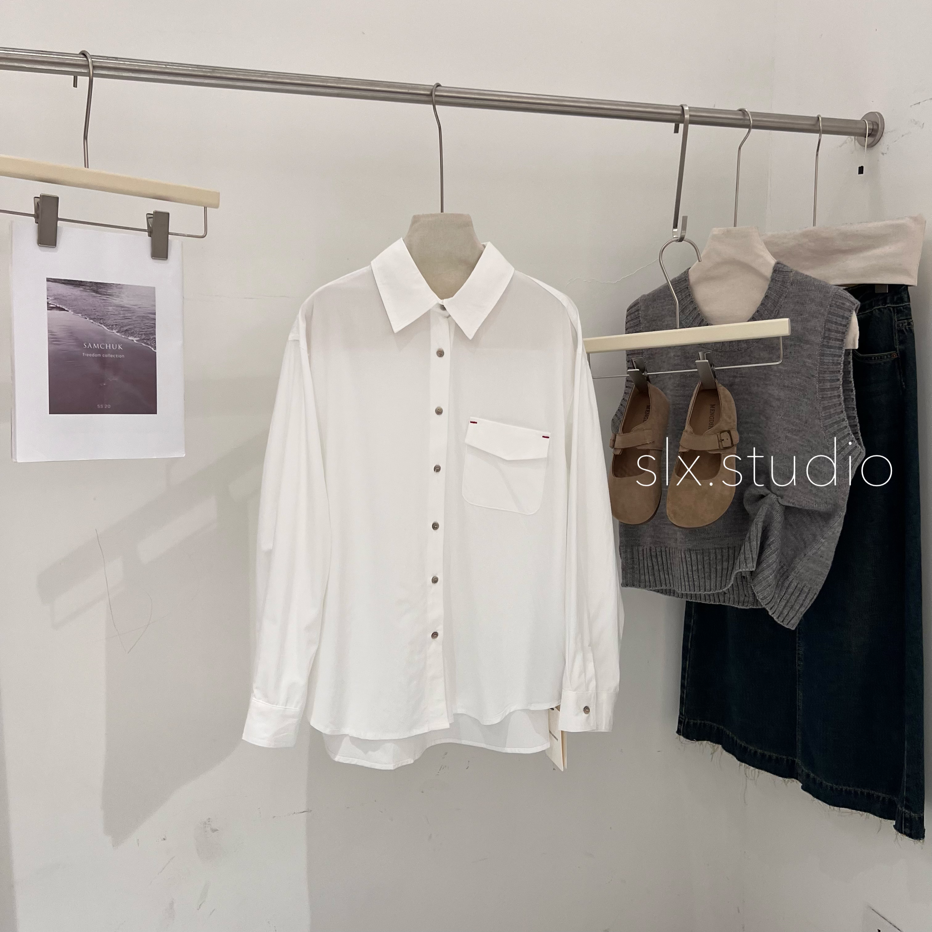 slx@ 18659 韩系口袋衬衣