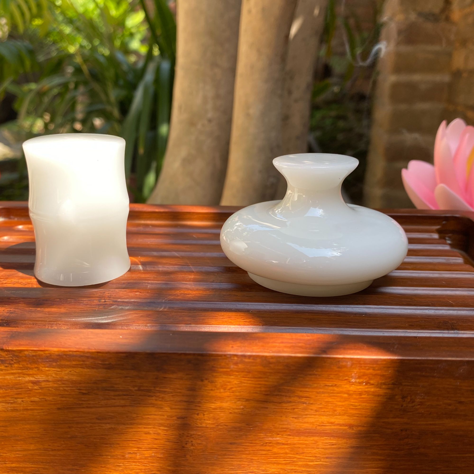 德化白瓷盖碗盖托异形茶道配件壶盖盖托陶瓷盖置功夫茶具配件白釉