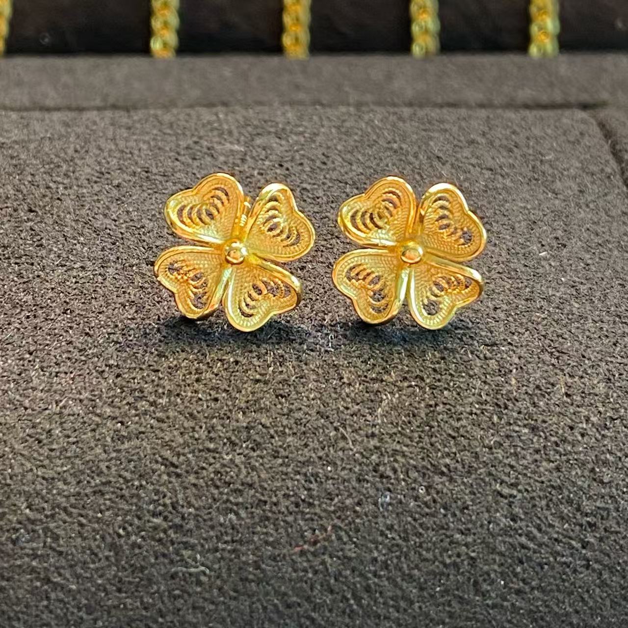 925银耳饰 S925银耳钉 四叶草耳钉