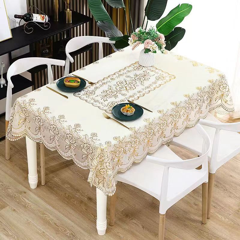 专版烫金桌布防水防烫防滑台布茶几布餐桌布免洗加厚长方形盖布