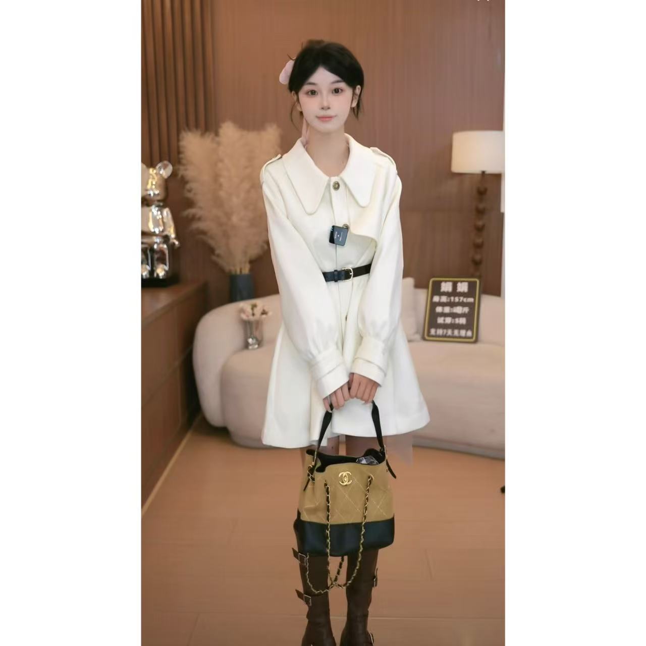 法式英伦风穿搭复古翻领斗篷大衣独特超好看高级感收腰外套2025秋