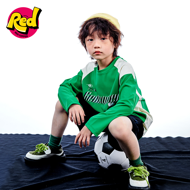 redcopper2025初秋新款儿童美式高弹原创印花长袖T恤CH352407