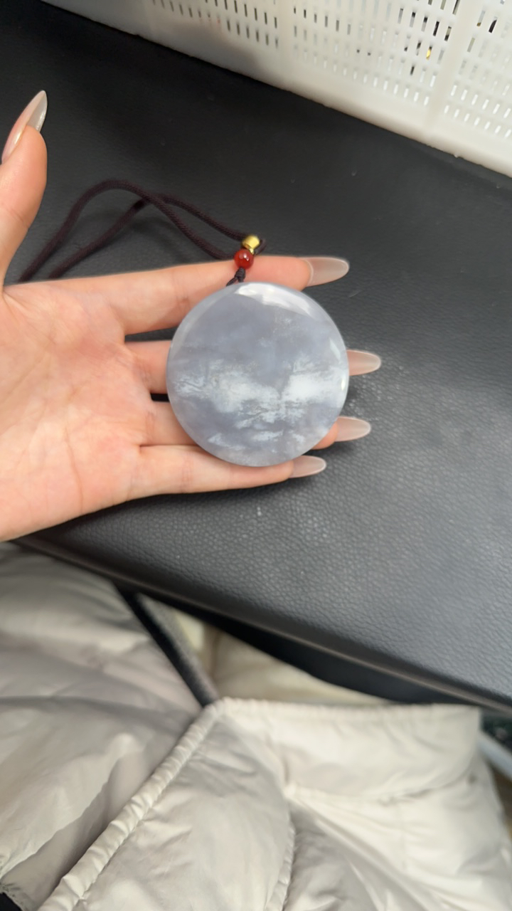 挂件纯天然和田玉烟紫无事牌