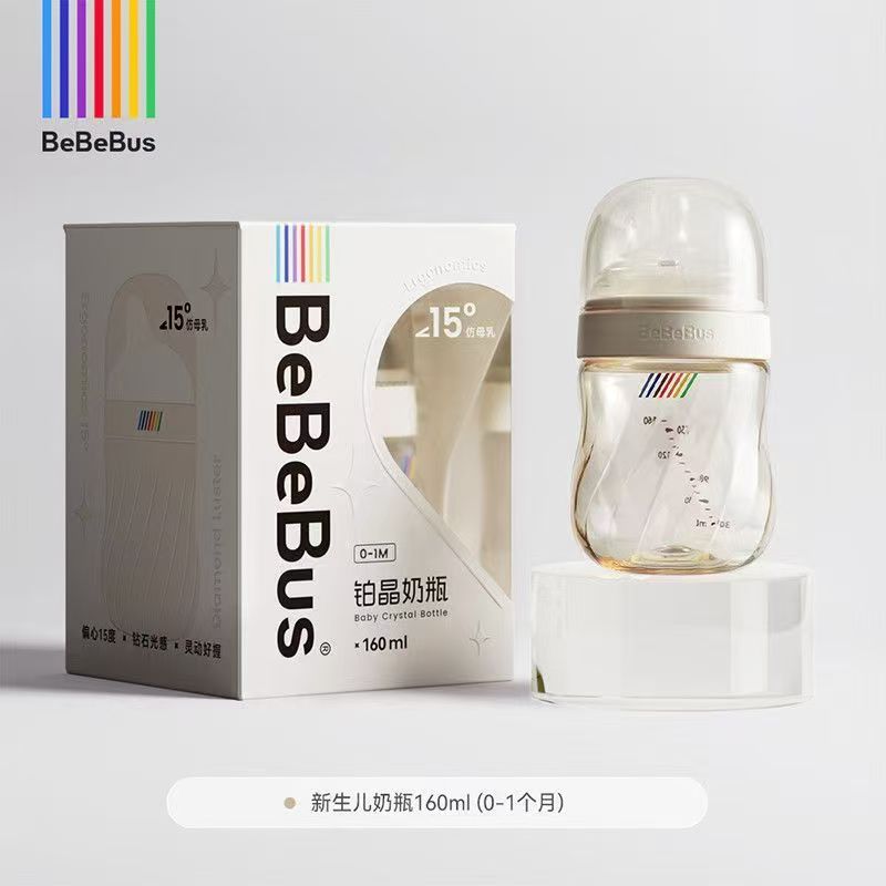 铂晶奶瓶PPSU新生儿歪头防呛仿母乳奶嘴新款随机刮码