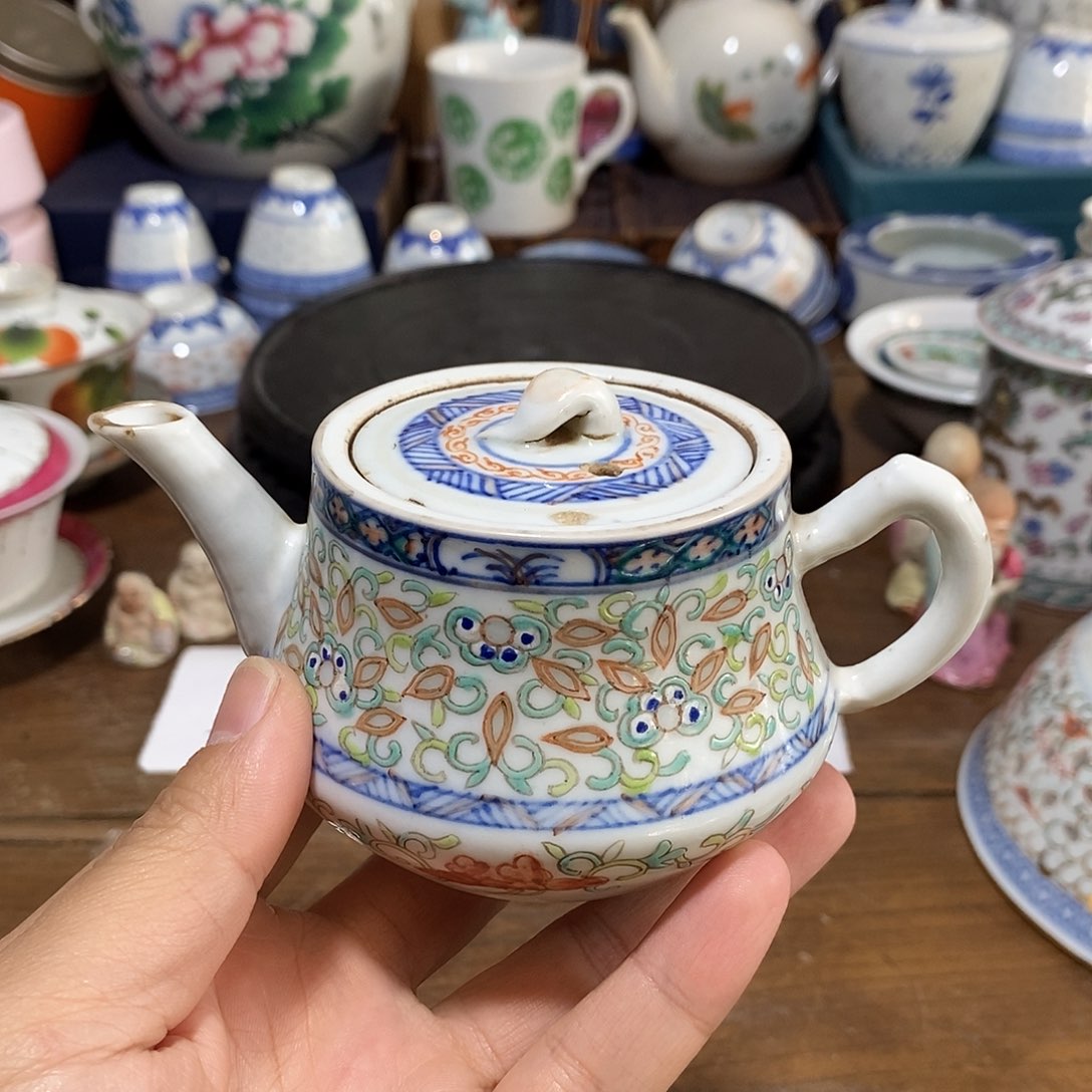 正***源摆件手绘玲珑斗彩茶壶