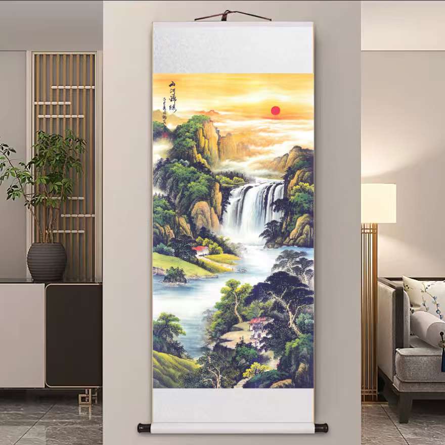 【现代高清微喷装饰画】山河锦绣（宽45，高140）