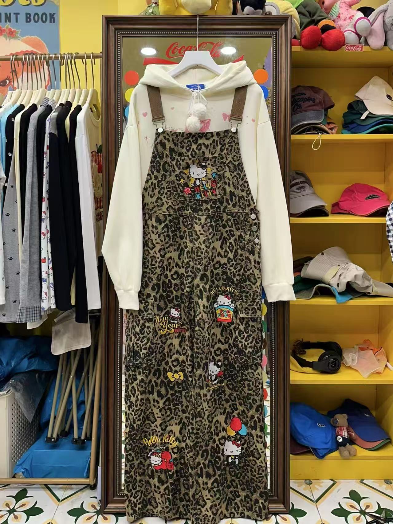 3甜【豹纹kt猫】背带裤时尚潮流k2928