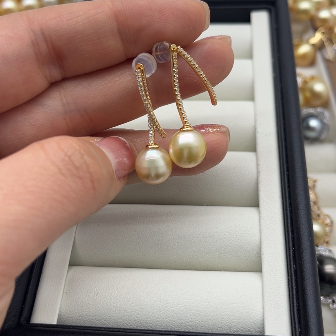 耳饰银S925镶嵌海水珍珠