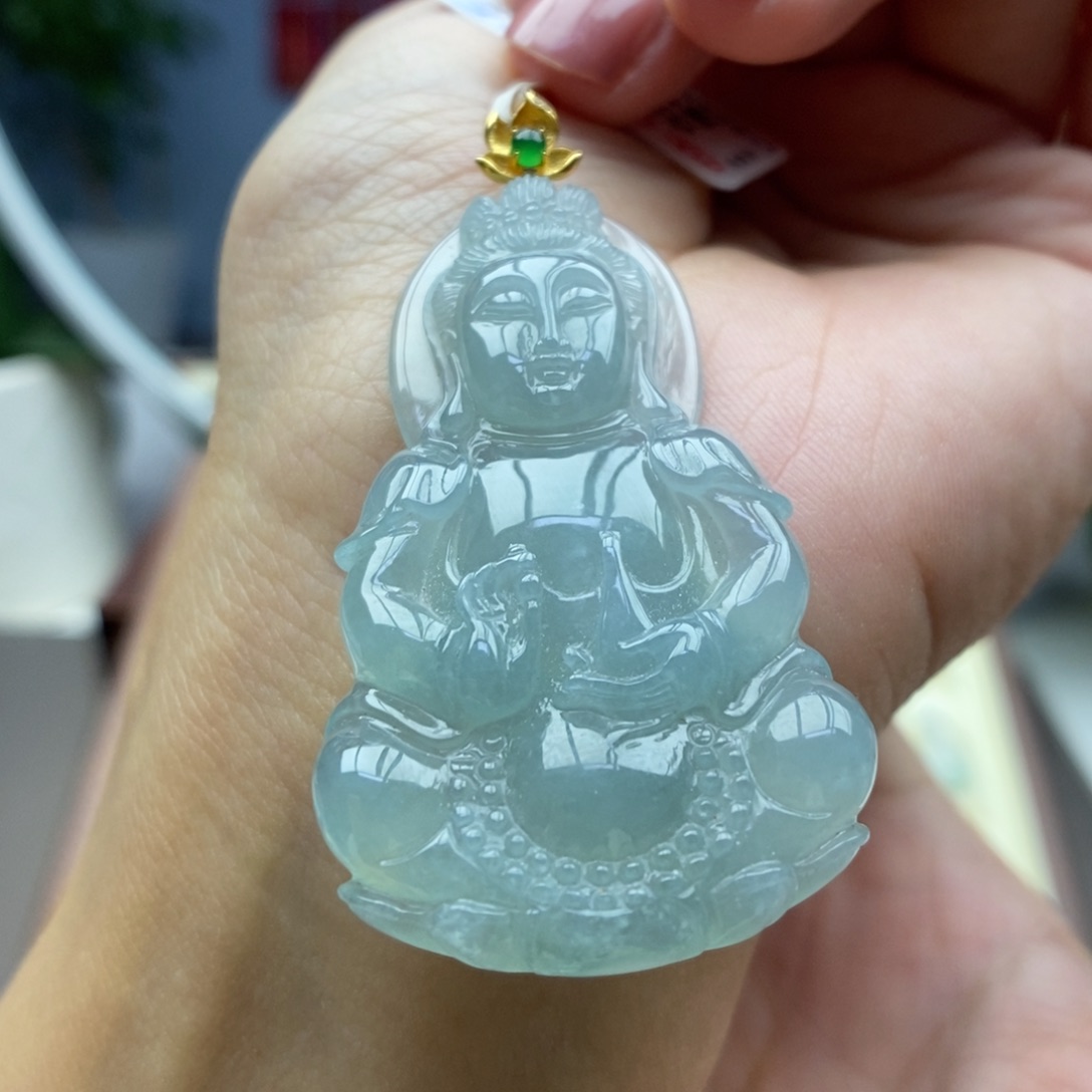 颈饰18K金镶嵌翡翠吊坠39